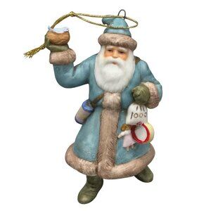 1986 Jb & R Inc Santa Claus Figurine Ornament Made In Korea bird 4" blue READ